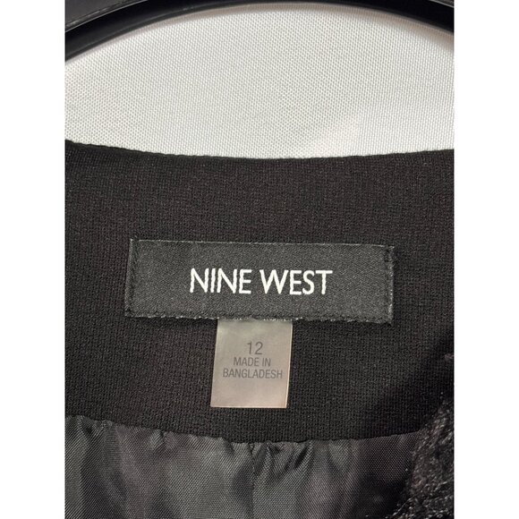 Nine West Black Fringe Open Front Blazer Jacket Womens Size 12 Polyester Blend - Picture 3 of 4